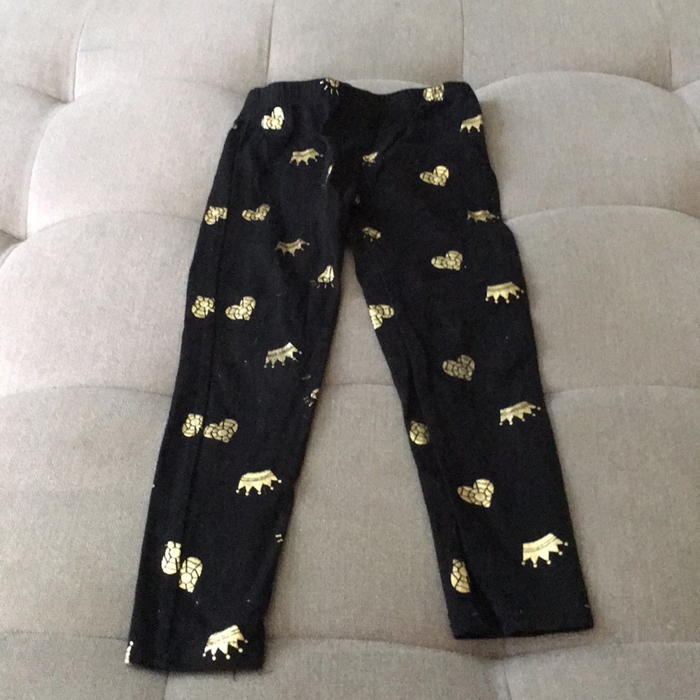 Flap doodles gold print leggings 4T
